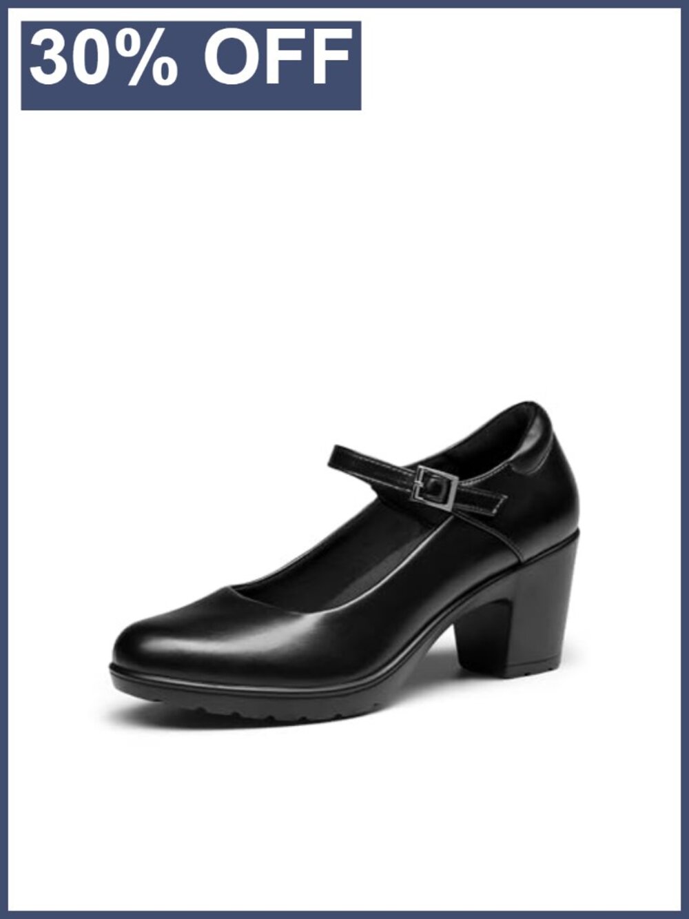 Mary Jane Arch Support Block Heels with Adjustable Ankle Strap
